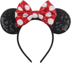Mouse Ears Headbands for Women Sequin Polka Dot Bow Headband Hair Accessories for Birthday Costume Party Decorations
