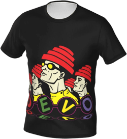 Devo Music Band Men's T Shirt Short Sleeved Full Width Double Sided Printing Tee Classic Casual Top XX-Large Black