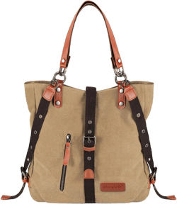 SHANGRI-LA Canvas Tote Handbag Casual Purse Shoulder Bag for Women Convertible Backpack Khaki-1