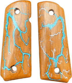 1911 Electrocuted Pistol Grips with Stone Inlay - 011