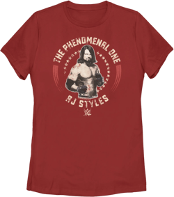 Women's WWE AJ Styles The Phenomenal One  Graphic Tee Red Medium