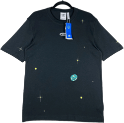 Adidas Black Space Pattern Cotton Tee Shirt Size S
