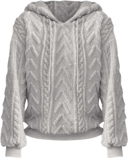 Oversized Hoodie For Women, Cable Knit Fuzzy Pullover Sweatshirt, Fall Clothes XX-Large Light Gray