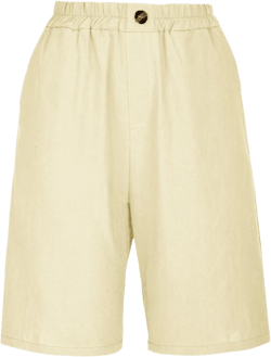 Cotton Linen Shorts for Women Loose Fit Knee Length Bermuda Shorts Casual Wide Leg Elastic Waist Workout Shorts Beige Small