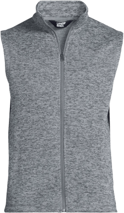Lands' End Men's Sweater Fleece Vest - Large - Arctic Gray Heather