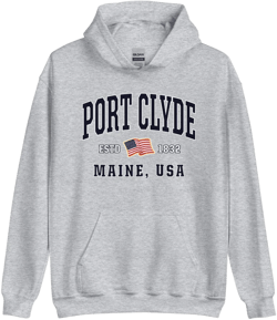 Patriotic Port Clyde Hoodie - USA Flag Port Clyde, Maine 4th of July Sweatshirt