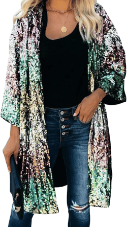 Sequin Cardigan Jackets for Women Open Front Cover Up Blazers XX-Large Multi-color