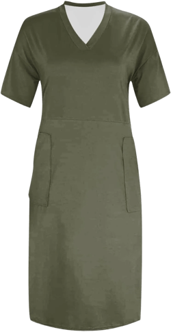 Plus Size Dresses for Curvy Women Oversize T Shirt Midi Dress Loose Short Sleeve V Neck Dress