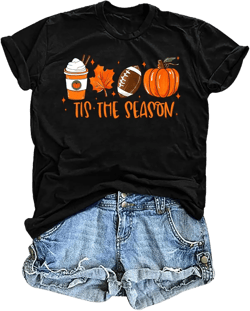 hohololo Halloween T Shirt Women Tis The Season Shirt Fall Pumpkin Tshirt Latte Coffee Graphic Tees Fall Top