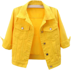 Women's 3/4 Sleeve Colored Cropped Denim Jacket Light Wash Jacket Women Turtleneck Hoodie Jackets Long Medium Yellow-b