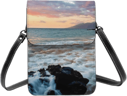 Beach Hawaii Sunset Clouds Crossbody Bags For Women Shoulder Bag Small Cell Phone Purse With Card Slots, Leather Phone Bag With Strap