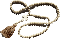 Vintage Natural Round Wooden Beads Long Sweater Chain Strand Necklace Handmade Retro Ethnic Peace Cross Star Wood Beaded Necklace Bohemia Tassel Pendant Neckalce for Women Jewelry-cross