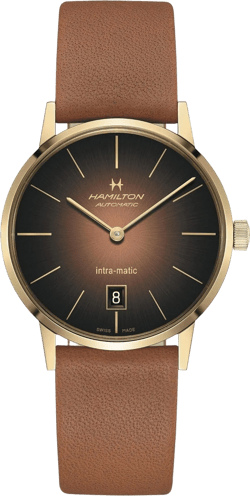 Hamilton Watch American Classic Intra-Matic Auto | Swiss Made | 38mm Stainless Steel Case | Brown Dial Analog Watch | Brown Leather Strap (Model: H38475501)