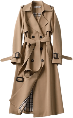 Spring And Autumn Women's Trench Coat Solid Color British Style Long Sleeve Elegant Office Ladies Coat