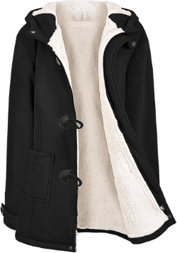 HEEKPEK Womens Sherpa Lined Coats Winter Warm Fashion Horn Button Fleece Thicken Hooded Casual Jackets Long Sleeve Outerwear