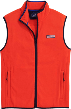 vineyard vines Men's Harbor Fleece Vest Large Cocktail Sauce