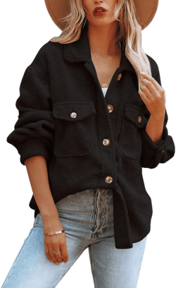 Nirovien Womens Oversized Fleece Jakcets Button Down Sherpa Shacket Fuzzy Coats Casual Warm Teddy Outwear with Pockets