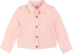 RuffleButtsBaby/Toddler Girls Stretch Denim Jean Jacket 6-12 Months Pink Denim