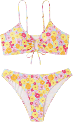 SOLY HUX Women's Spaghetti Strap Floral Print Bikini Bathing Suit 2 Piece Swimsuits Multi Print Floral XS