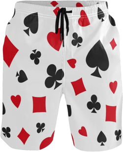 Card Hearts Clubs Spades Men's Swim Trunks Beach Shorts Quick Dry Swim Board shorts With Pockets S Small Multicolor31