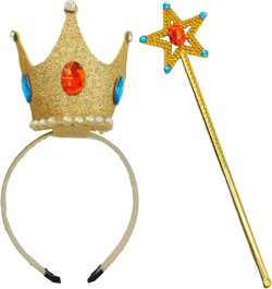 ZHENNAN Princess Peach Tiara Headbands and Star Shaped Magic Wand for Women, Princess Peach Set Birthday Party Favor Halloween Hair Accessories