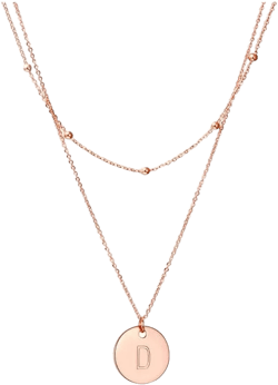 WLL Rose Gold Initial Coin Necklace for Women Dainty Disc Letter Layered Choker Necklace Name Jewelry Gift for Her