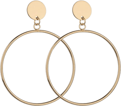 Geometric Double Circle Round Stud Earrings Women's Lucky Number 8 Shape Hollow Big Hoop Earrings C:Gold1