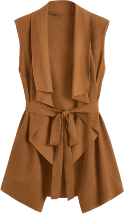 SOLY HUX Women's Plus Size Sleeveless Lapel Open Front Vest Jacket Cardigan with Belted