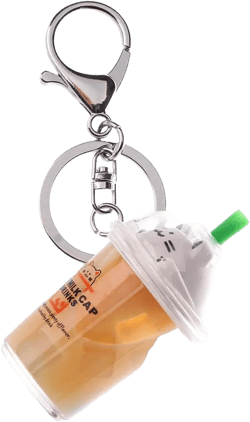 Charming Keychain Creative Cat Milk Tea Keyring Mini Milk Tea Cup Liquid Crystal Sequin Key Ring Bag Pendant for Women Girls