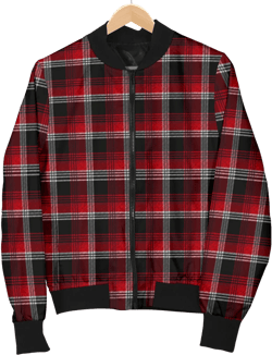 Mens Red Plaid Bomber Jacket