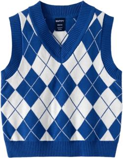 Toddler Boys Girls Argyle Sweater Vest Pullover V Neck Cute Cartoon Sleeveless Cable Knit Comfy Jumper Tops 2-3T Blue