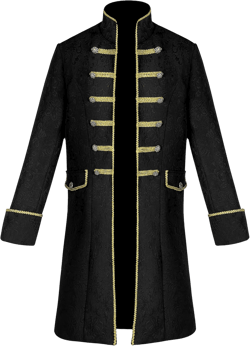 Mens Steampunk Vintage Tailcoat Goth Jacket Formal Retro Renaissance Victorian Frock Coat Uniform Medieval Halloween Costume Black Medium