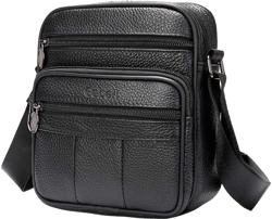 Cowhide Leather Messenger Bag For Men Travel Shoulder Crossbody Bag Waterproof Casual Sling Business Handbag Black 3