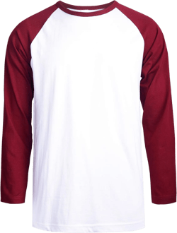 DailyWear Mens Casual Long Sleeve Plain Baseball Cotton T Shirts XX-Large Burgundy/White