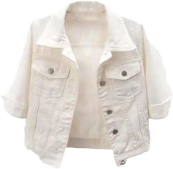 Korean Version Denim Cotton Solid Basic Loose Three Quarter Single Breasted Women's Jacket Short Coat Small White