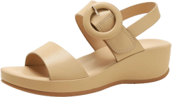 Womens Wedge Sandals Open Toe Double Buckle Adjustable Strap Slip On Dressy Platform Sandals Comfort Summer Shoes