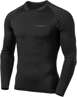 TSLA Men's UPF 50+ Compression Shirts, Cool Dry Long Sleeve Athletic Tops, Sports Baselayer Workout Shirt Black X-Small