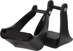 Dioche 1 Pair POM Plastic Horse Stirrups, Western Horse Riding Safety Saddle with Black Cushioned Foam Foot Pad, English Saddle Stirrups Pads for Practice and Riding