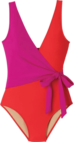SUMMERSALT The Perfect Wrap One Piece Swimsuit 6 Hibiscus & Grapefruit