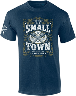 Try That in A Small Town Country Music Whiskey Label Mens Short Sleeve T-Shirt Graphic Tee X-Large Heather Navy