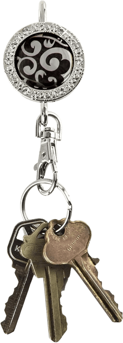 Women’s Bag Charm Key Finder, Car Keychain Hook, Cute Purse Organizer & Tote Bag Accessories, Gifts for Mom - Bling Black & Silver
