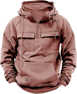 Ctreela Tactical Jacket Coat, Quarter Zip Outdoor Athletic Cargo Sweatshirt, Multi-Pockets Workout Hiking Outerwear for Men XX-Large Hot Pink