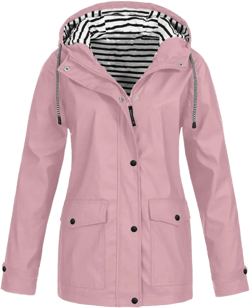 Womens Rain Coat Waterproof Active Outdoor Rain Jacket Lightweight Zip Up Summer Fall Raincoat Windbreaker With Hood Large 04 Pink