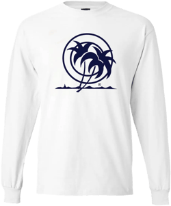 Classic Palm - White Hanes Long Sleeve Men's Cotton T-Shirt (Multiple Logo Colors)