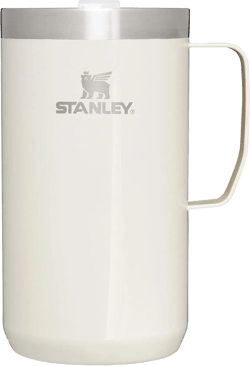 Stanley Stay-Hot Camp Mug 12 oz & 24 oz | Press Fit Drink Through Lid | Cup for Coffee, Tea and Drinks | Insulated Stainless Steel Coffee Mug | BPA-Free 24 Oz Cream Gloss