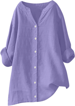 Womens Long Sleeve Linen Tops Button Down V Neck Blouse Casual Comfy Tops Solid Color Lightweight Tops Loose Fit Tops #37 X-Large