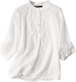 GIERIDUC Womens Long Sleeve Tops Button Up Band Collar Boho Linen Blouses Casual Crew Neck Lightweight Flowy Henley Shirts XX-Large White #1