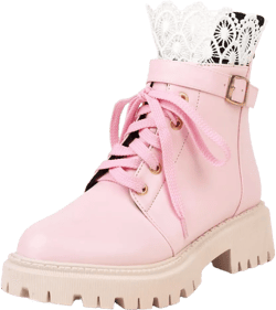 Women’s Fashion Platform Heel Jeans Ankle Boots Chunky High Heels Sweet Booties 10 166 Pink
