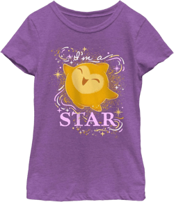 Disney Wish Im a Star Girls Short Sleeve Tee Shirt X-Large Purple Berry