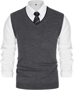 PJ PAUL JONES Mens Sweater Vest Wool Blended Knitted Vest Sweaters V-Neck Sleeveless Pullover Vests X-Large Dark Gray